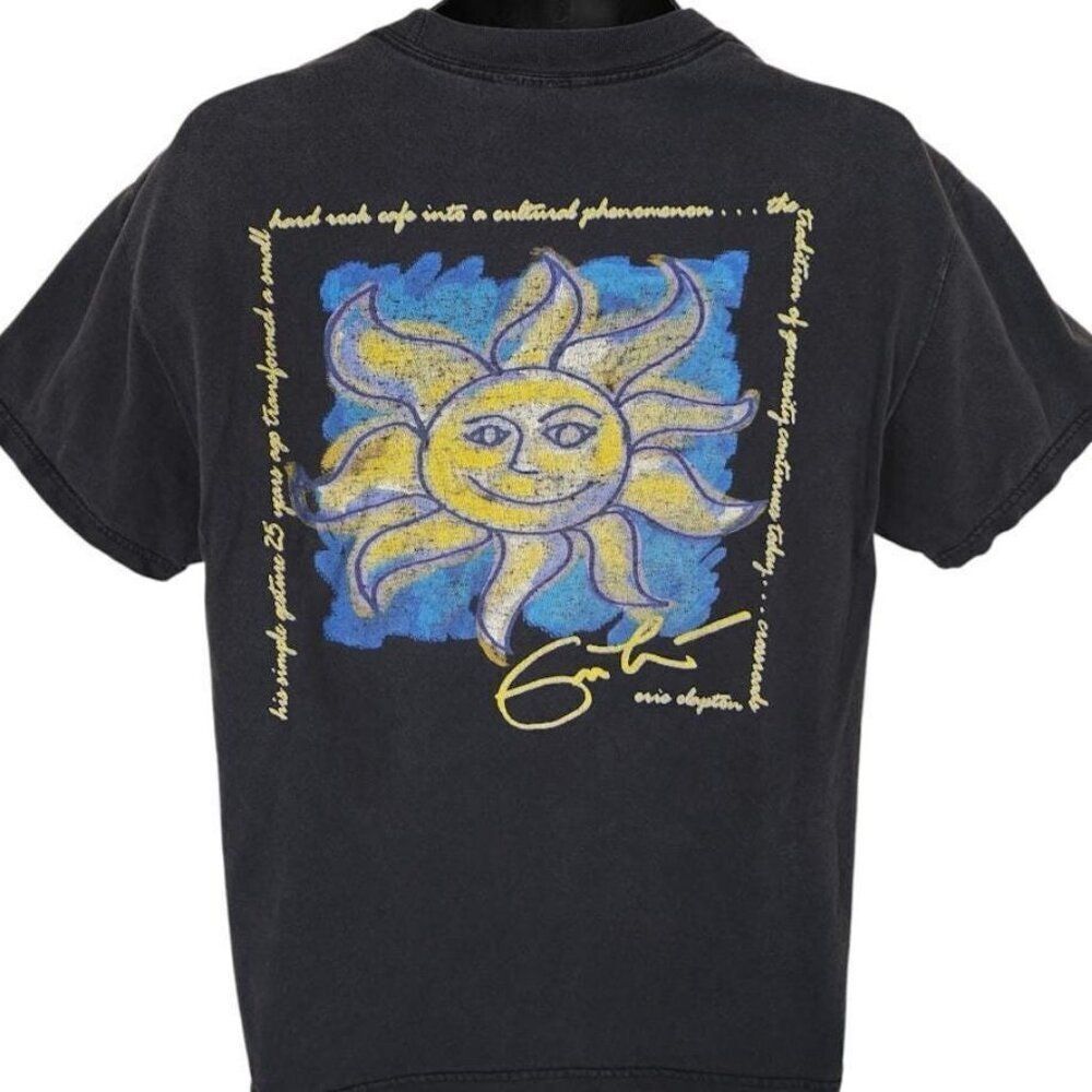 Vintage Hard Rock Cafe T Shirt Mens Size Medium Black 90s Eric Clapton Signature